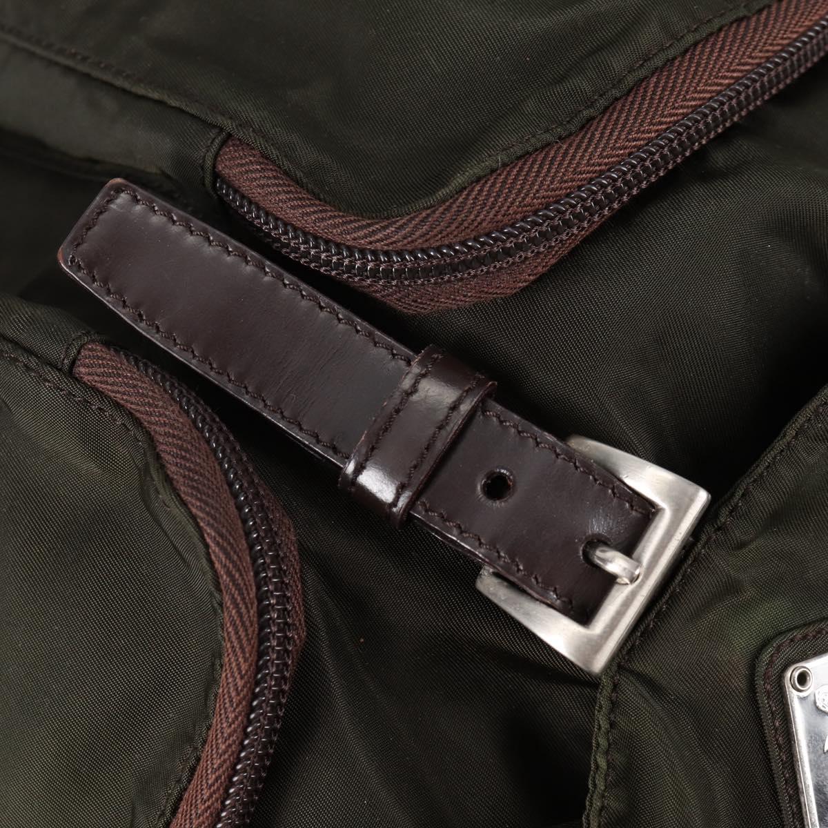 PRADA Backpack Nylon Khaki Silver Auth th6297