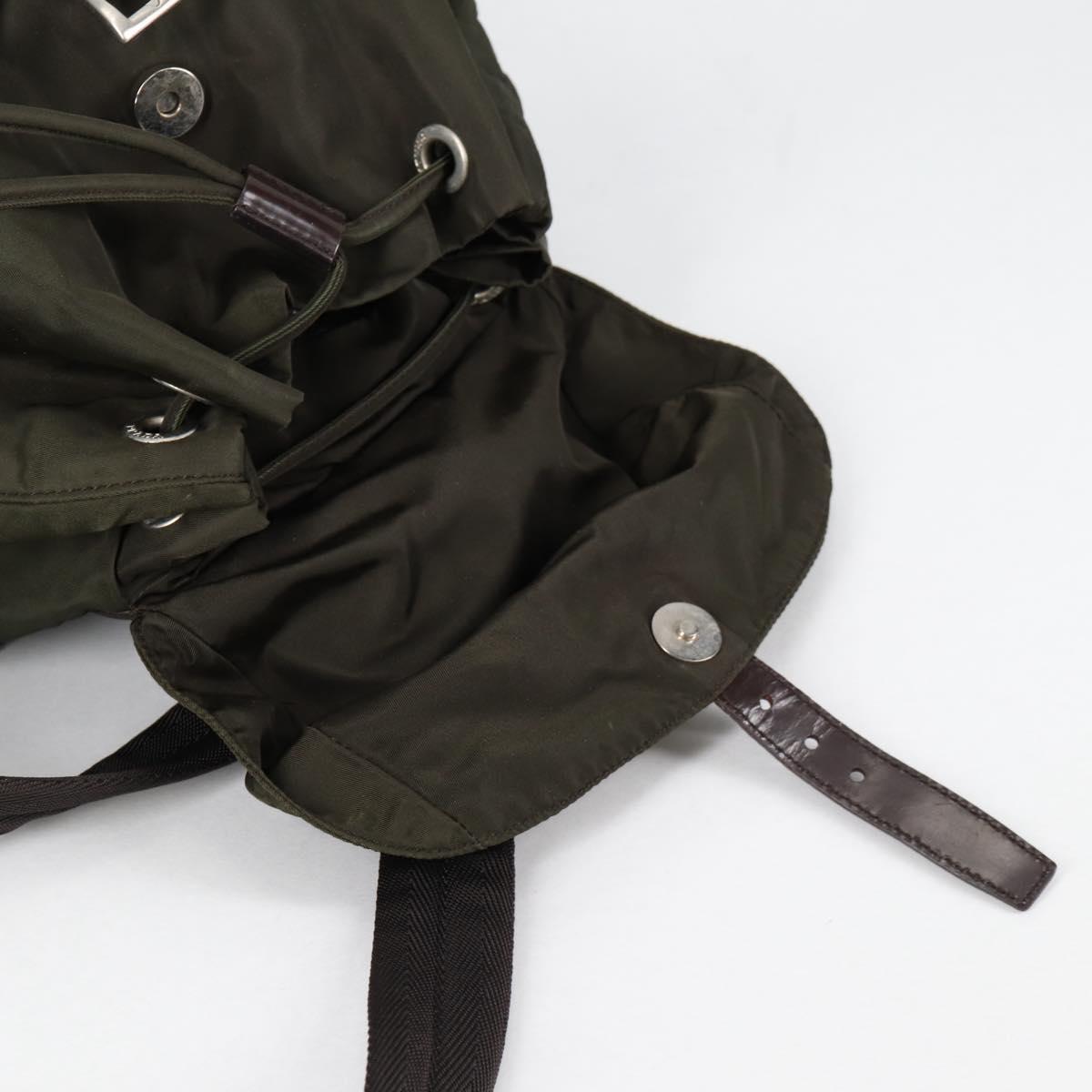 PRADA Backpack Nylon Khaki Silver Auth th6297