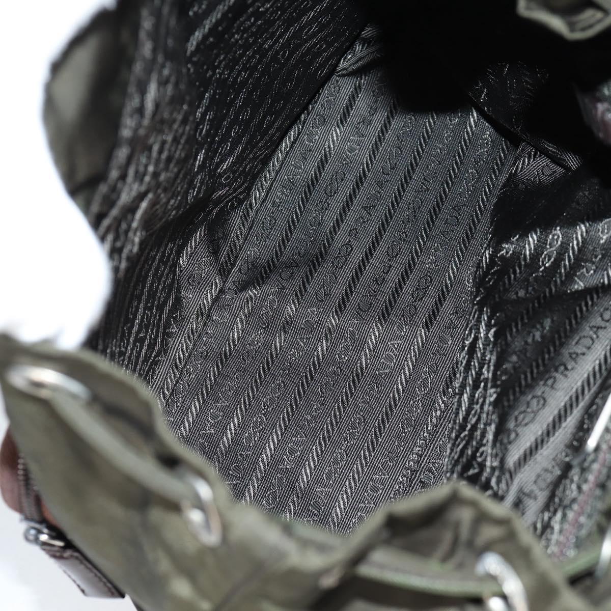 PRADA Backpack Nylon Khaki Silver Auth th6297