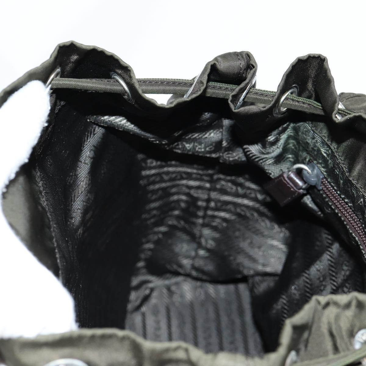 PRADA Backpack Nylon Khaki Silver Auth th6297