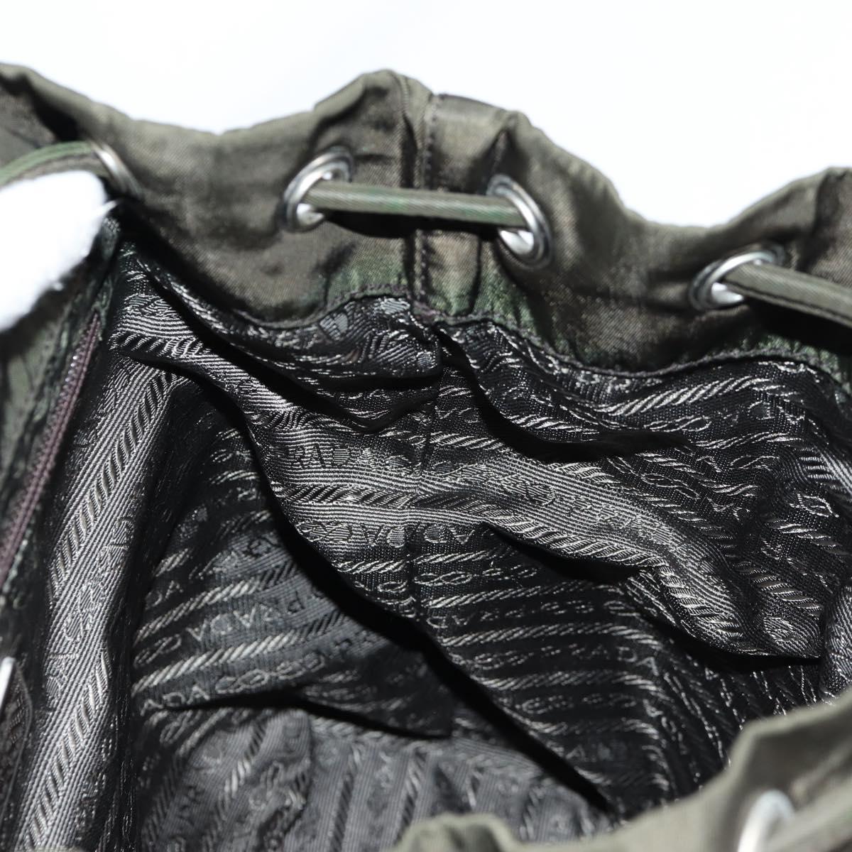 PRADA Backpack Nylon Khaki Silver Auth th6297