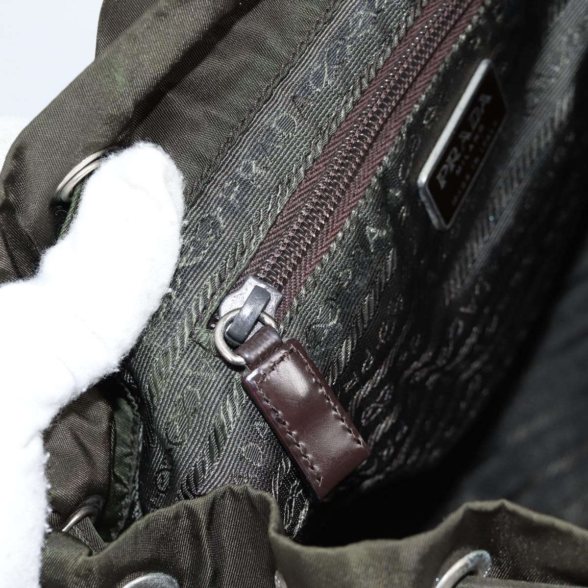 PRADA Backpack Nylon Khaki Silver Auth th6297