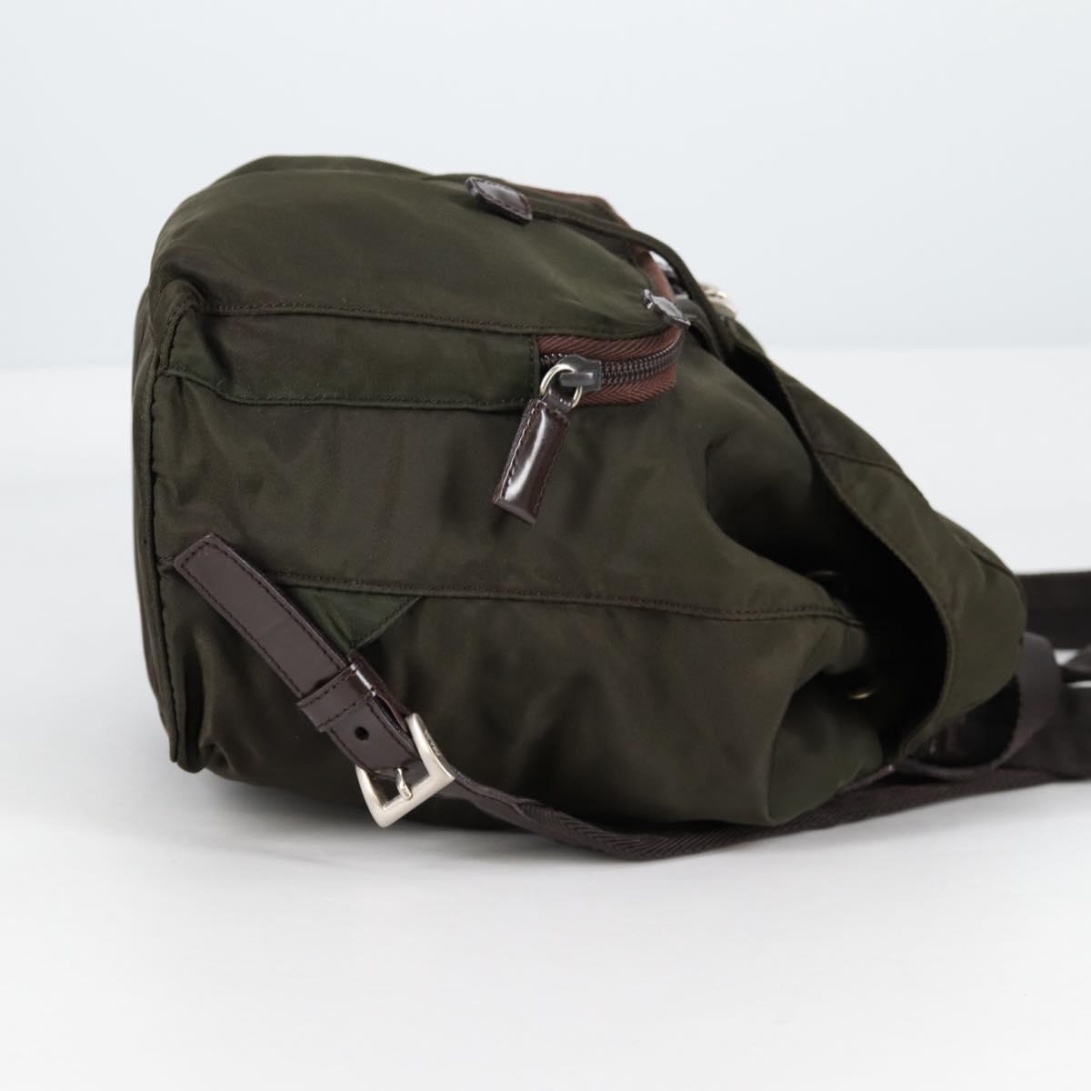 PRADA Backpack Nylon Khaki Silver Auth th6297