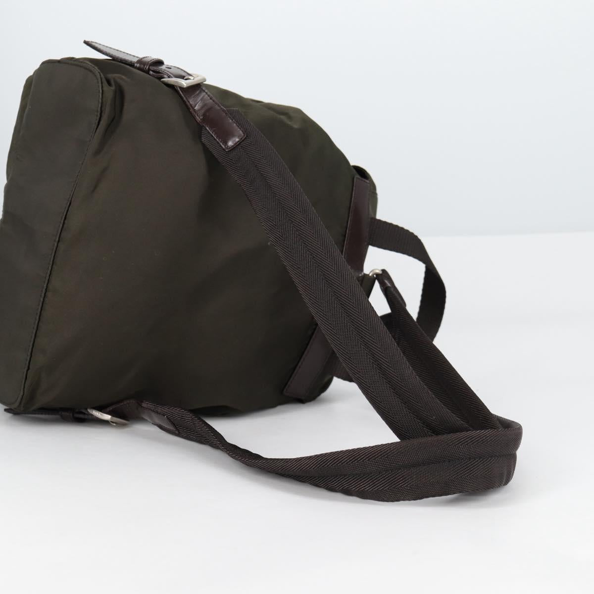 PRADA Backpack Nylon Khaki Silver Auth th6297