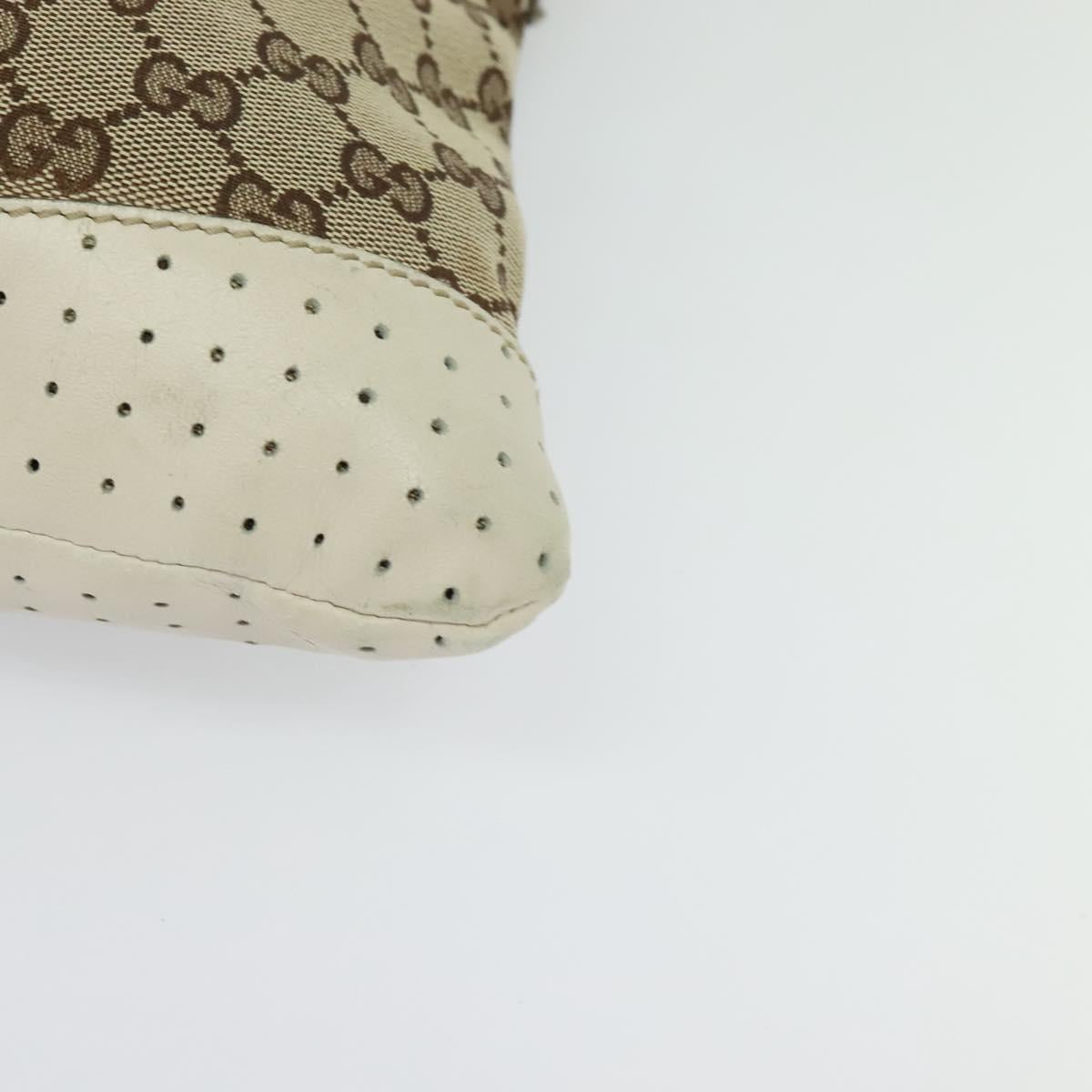 GUCCI GG Canvas Shoulder Bag Beige Silver 145857 Auth th6308