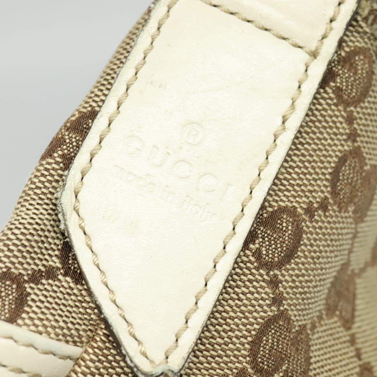 GUCCI GG Canvas Shoulder Bag Beige Silver 145857 Auth th6308