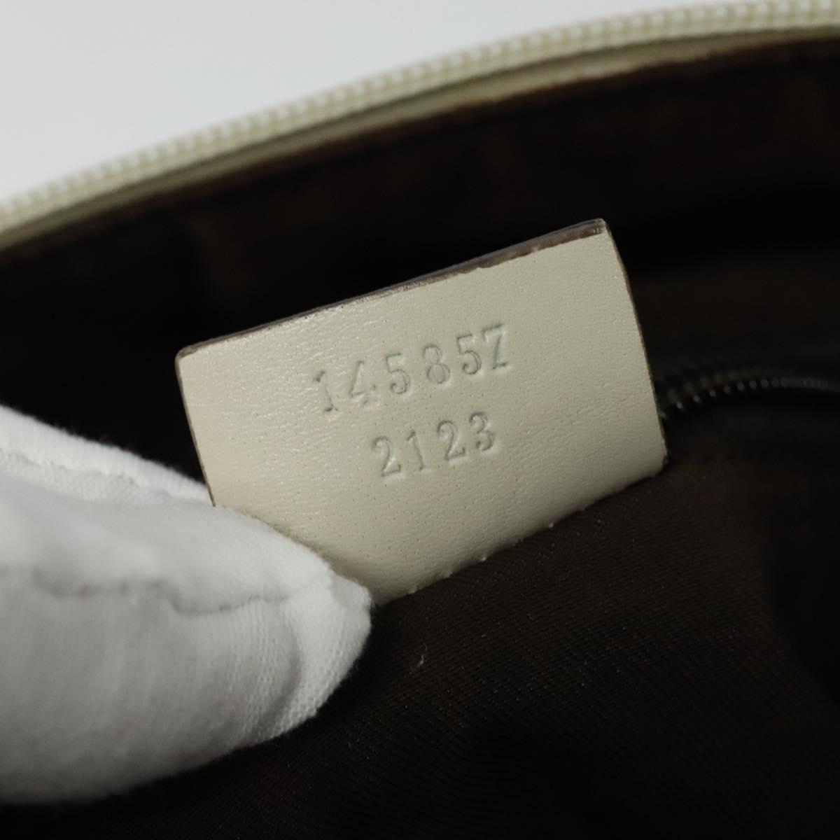 GUCCI GG Canvas Shoulder Bag Beige Silver 145857 Auth th6308
