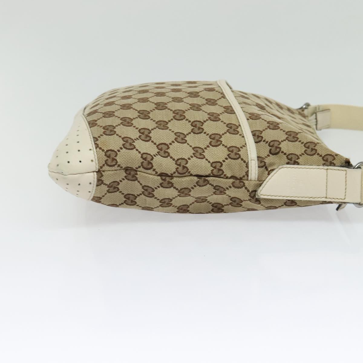 GUCCI GG Canvas Shoulder Bag Beige Silver 145857 Auth th6308