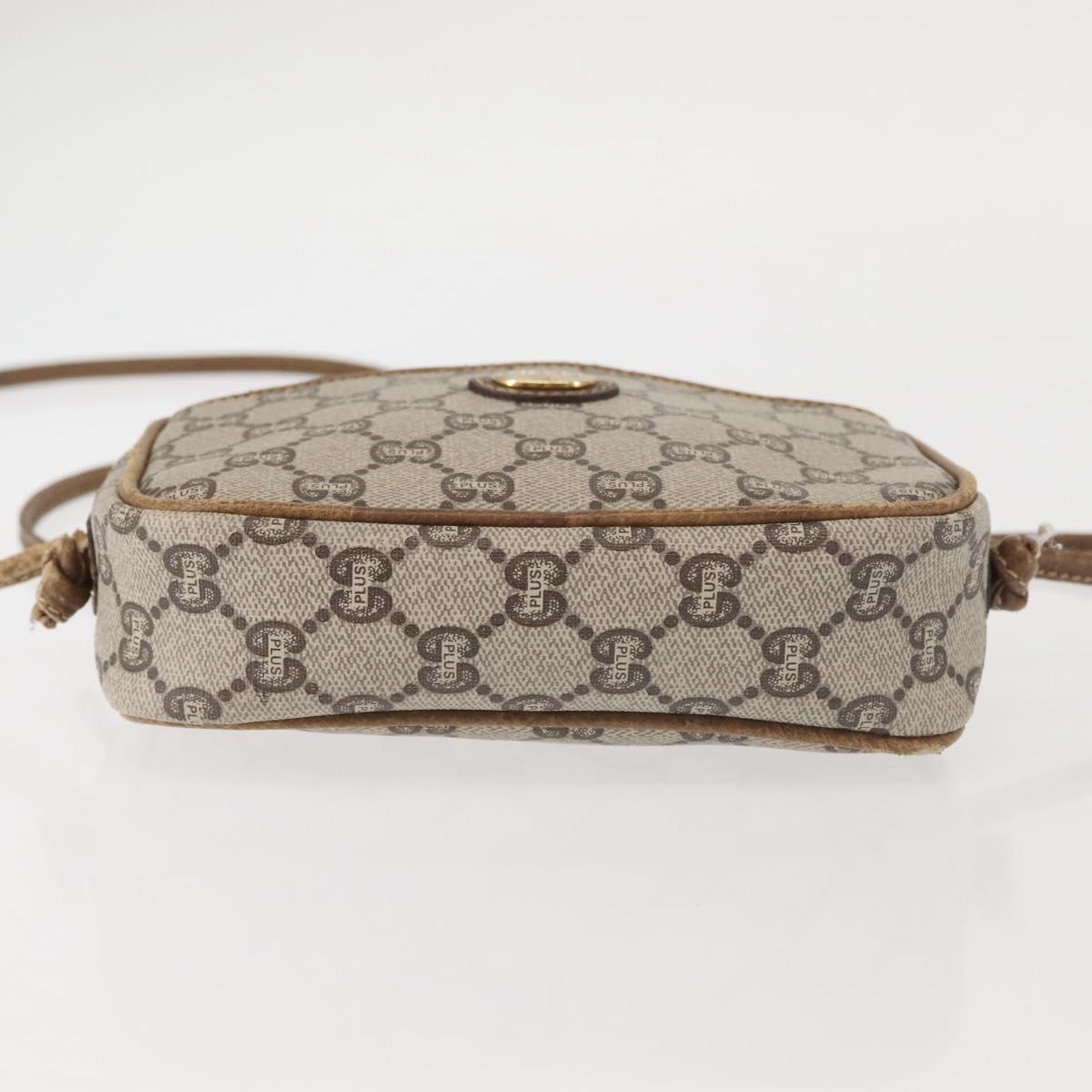 GUCCI GG Plus Supreme Shoulder Bag PVC Leather Beige Gold Auth th6320