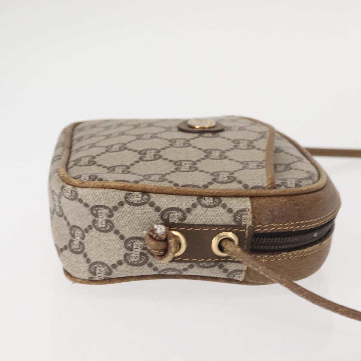 GUCCI GG Plus Supreme Shoulder Bag PVC Leather Beige Gold Auth th6320
