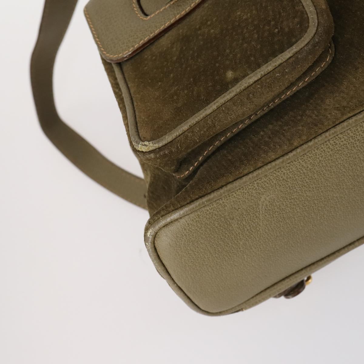 GUCCI Bamboo Backpack Suede Khaki Gold 003 2058 0016 Auth th6322