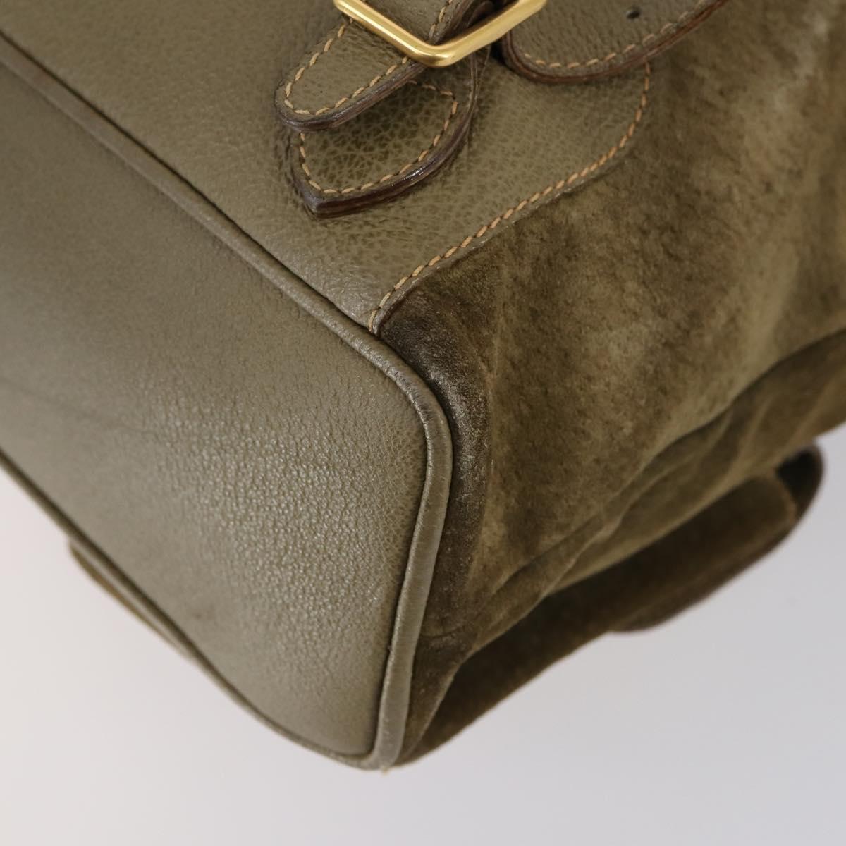 GUCCI Bamboo Backpack Suede Khaki Gold 003 2058 0016 Auth th6322