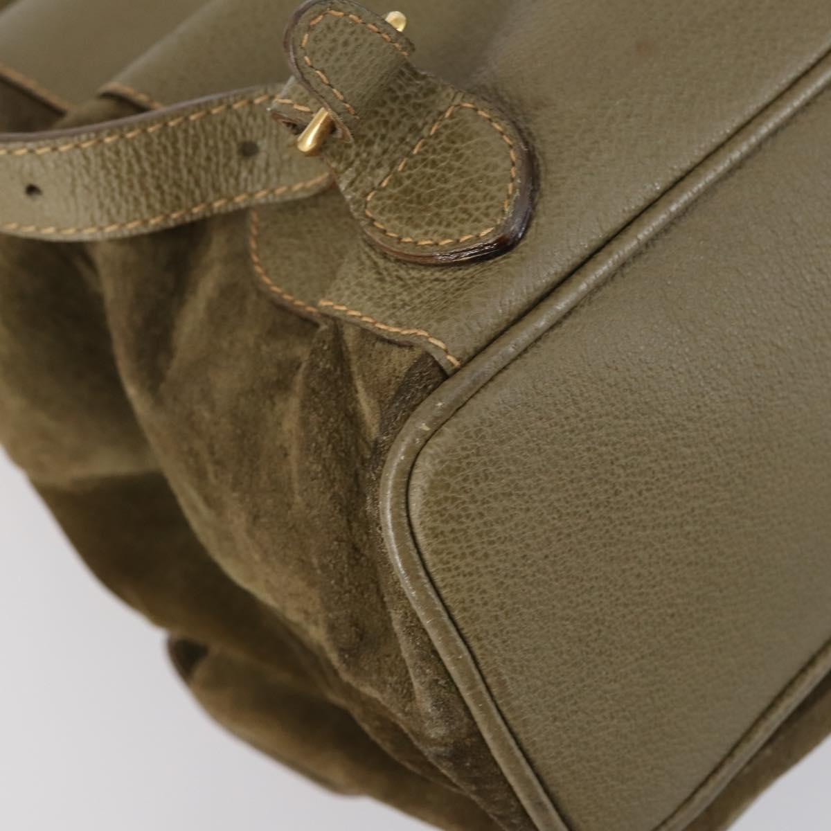 GUCCI Bamboo Backpack Suede Khaki Gold 003 2058 0016 Auth th6322