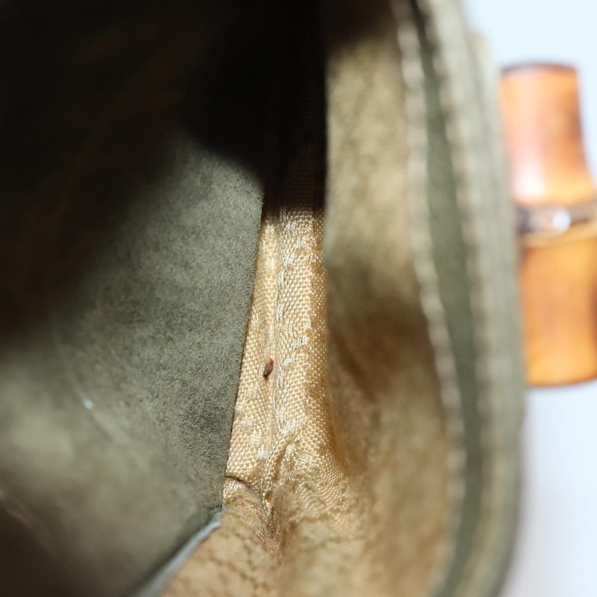 GUCCI Bamboo Backpack Suede Khaki Gold 003 2058 0016 Auth th6322