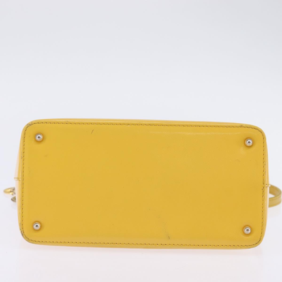 Gianni Versace Hand Bag Leather 2way Yellow Gold Auth th6323