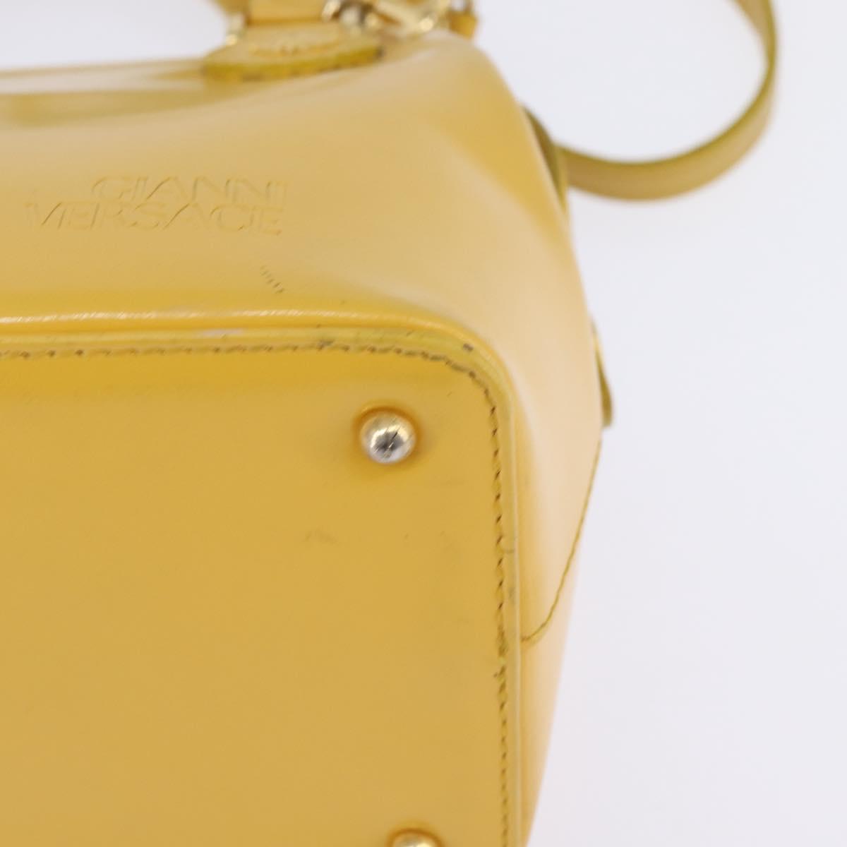 Gianni Versace Hand Bag Leather 2way Yellow Gold Auth th6323