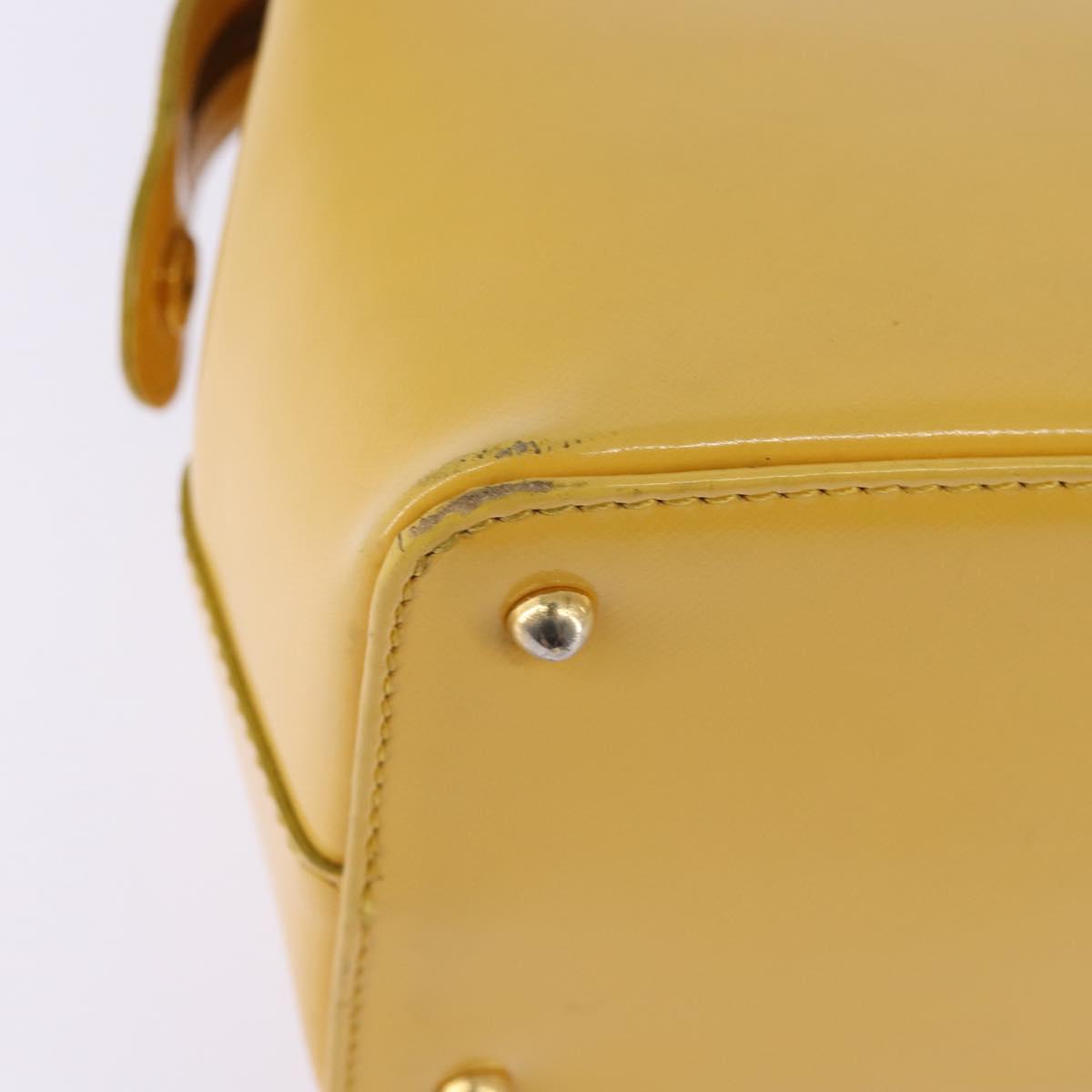 Gianni Versace Hand Bag Leather 2way Yellow Gold Auth th6323