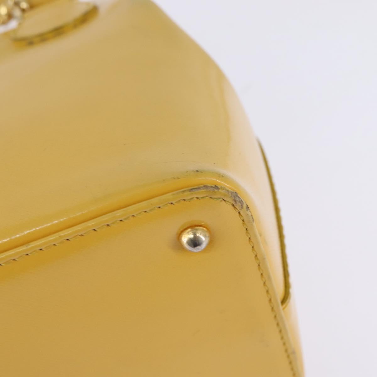 Gianni Versace Hand Bag Leather 2way Yellow Gold Auth th6323