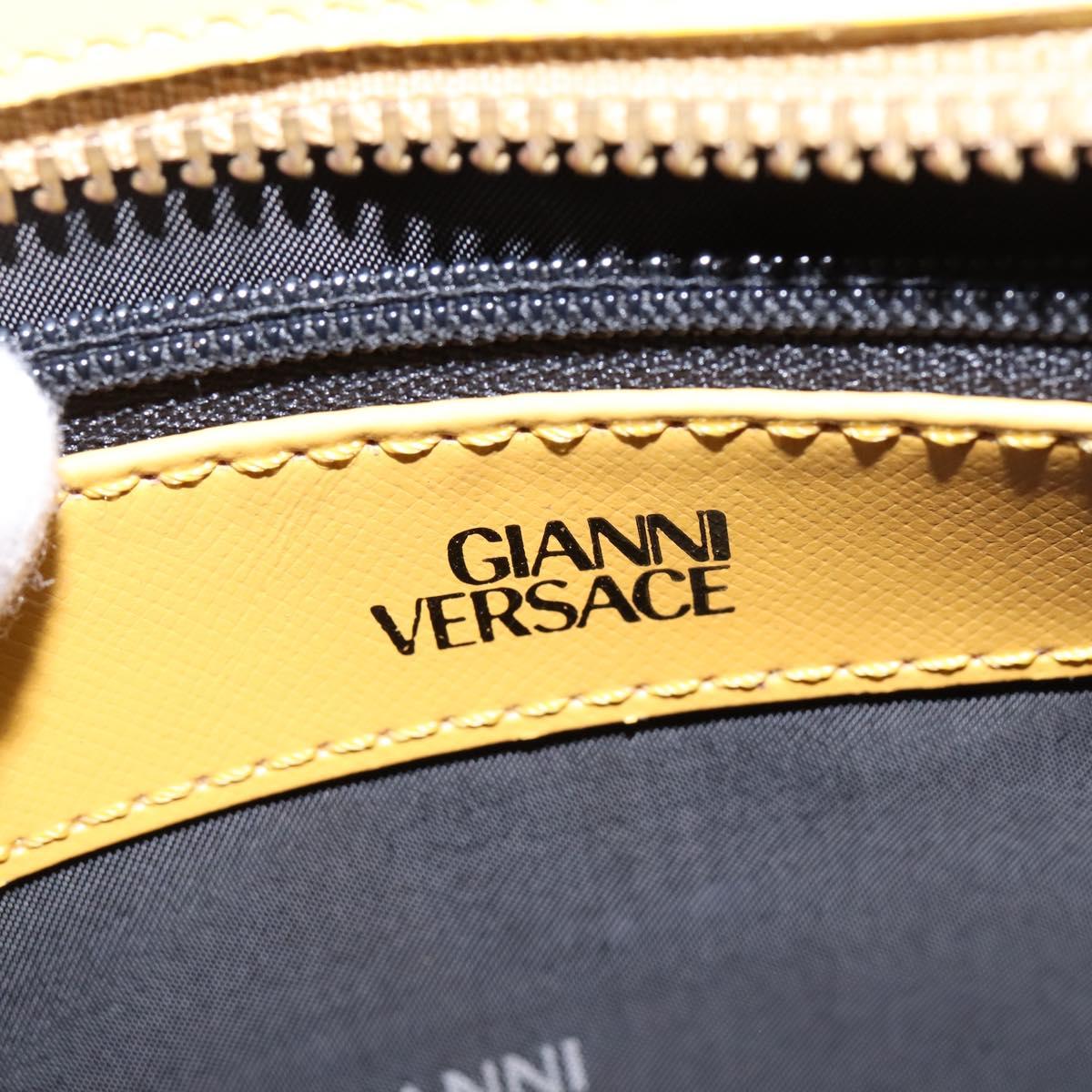 Gianni Versace Hand Bag Leather 2way Yellow Gold Auth th6323