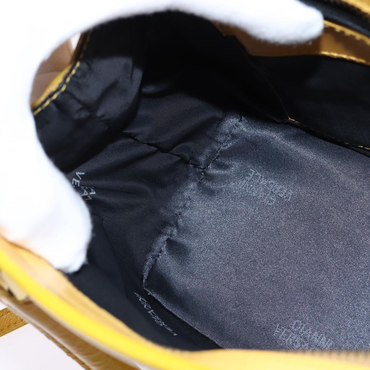 Gianni Versace Hand Bag Leather 2way Yellow Gold Auth th6323