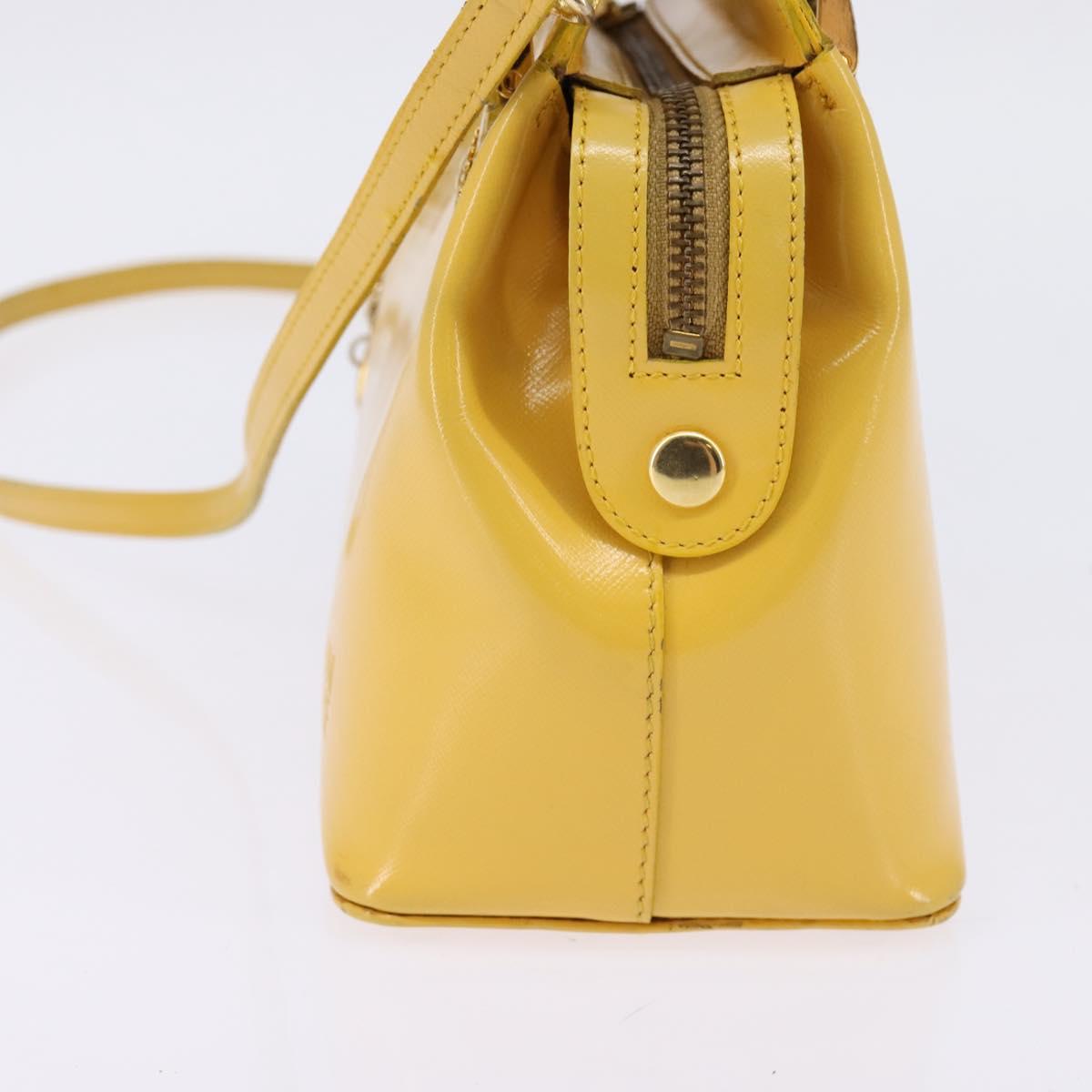 Gianni Versace Hand Bag Leather 2way Yellow Gold Auth th6323