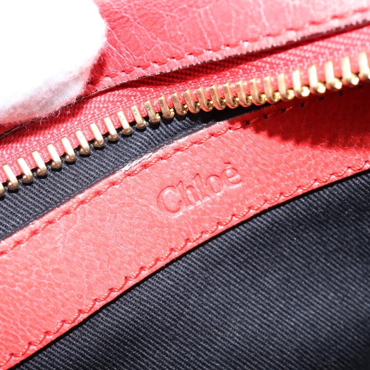 Chloe Etel Hand Bag Leather 2way Red Gold Auth th6324