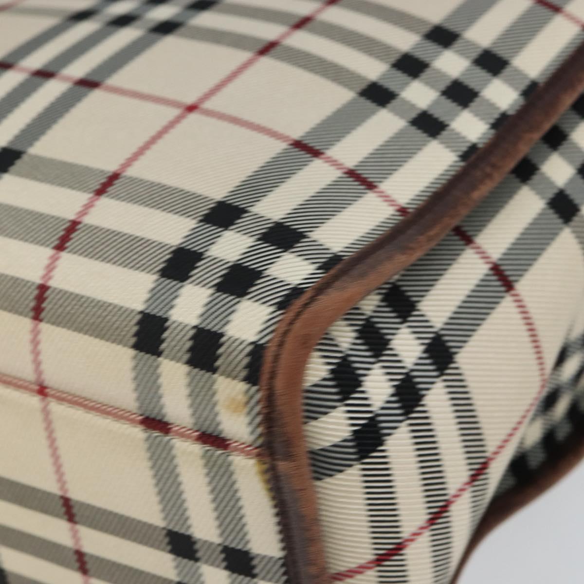 BURBERRY Nova Check Hand Bag Canvas Beige Silver Auth th6326