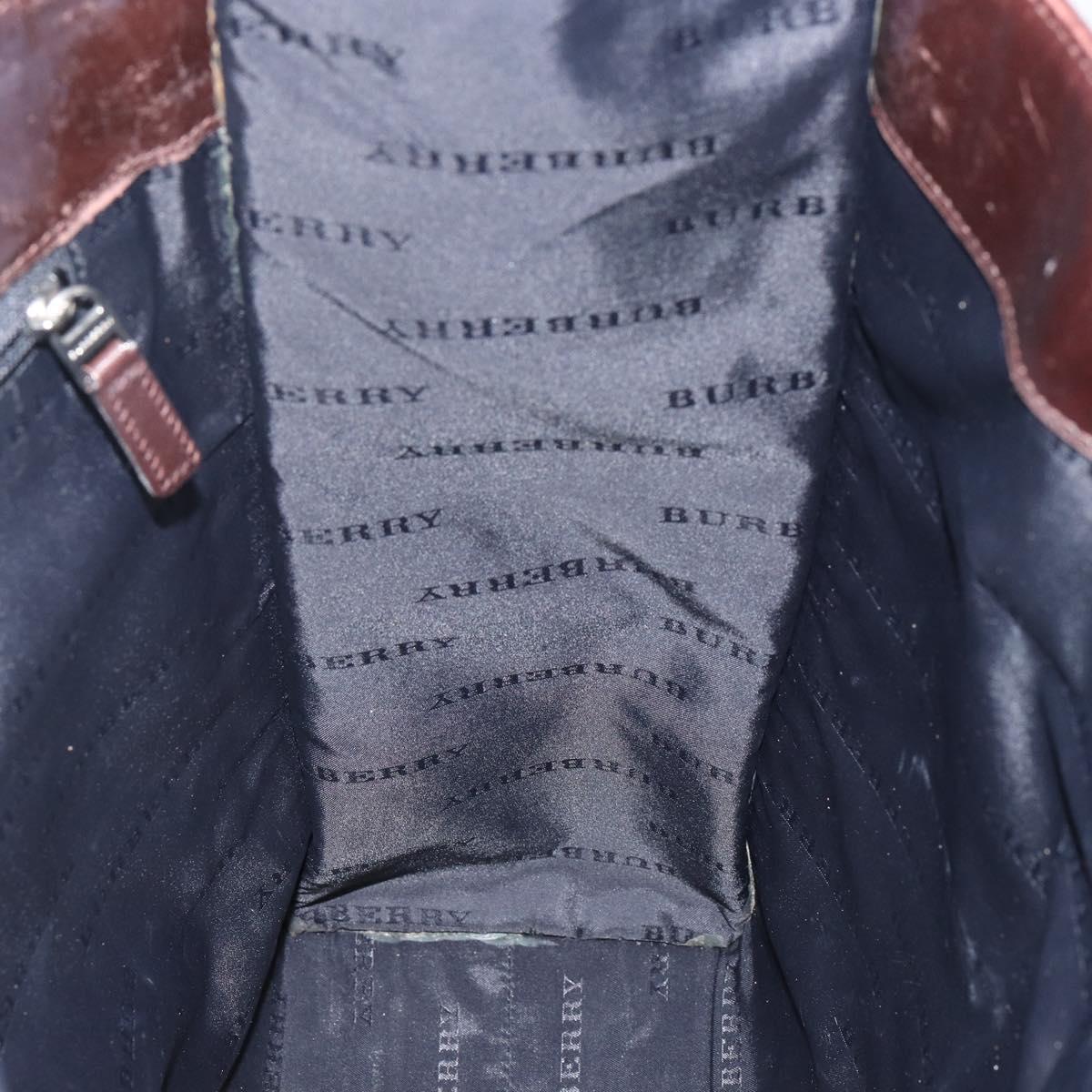 BURBERRY Nova Check Hand Bag Canvas Beige Silver Auth th6326