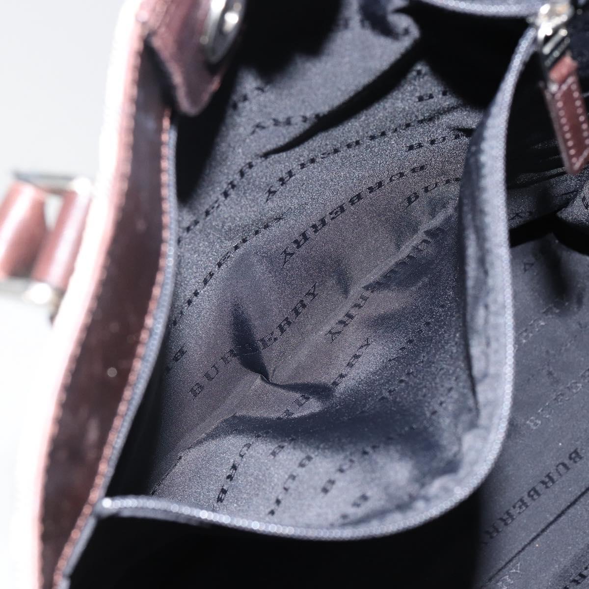 BURBERRY Nova Check Hand Bag Canvas Beige Silver Auth th6326