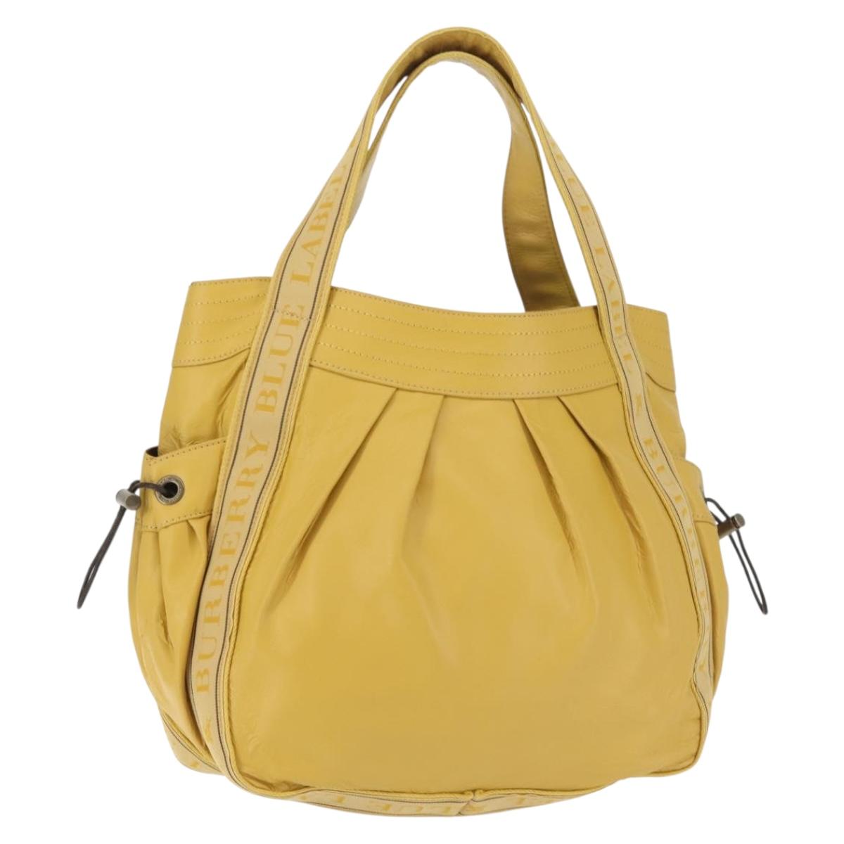 BURBERRY Blue Label Tote Bag Leather Yellow Auth th6327