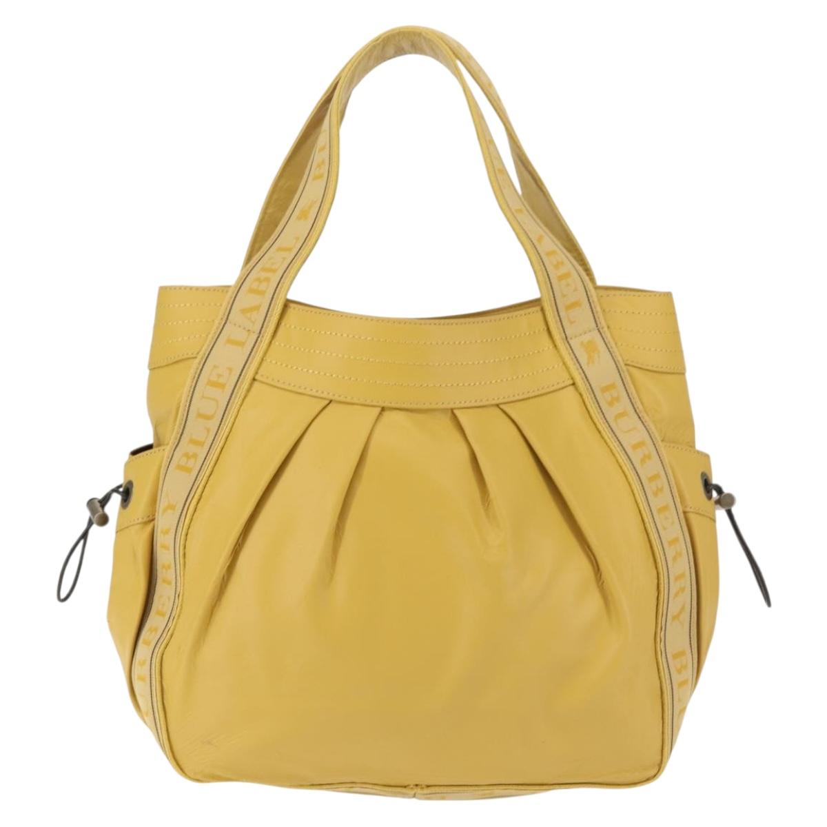BURBERRY Blue Label Tote Bag Leather Yellow Auth th6327