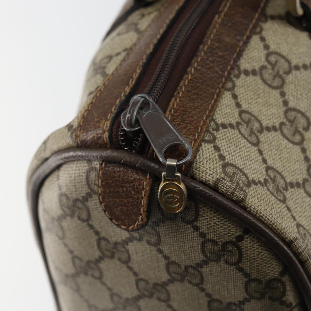 GUCCI GG Supreme Web Sherry Line Boston Bag PVC Beige 012 3842 58 Auth th6329