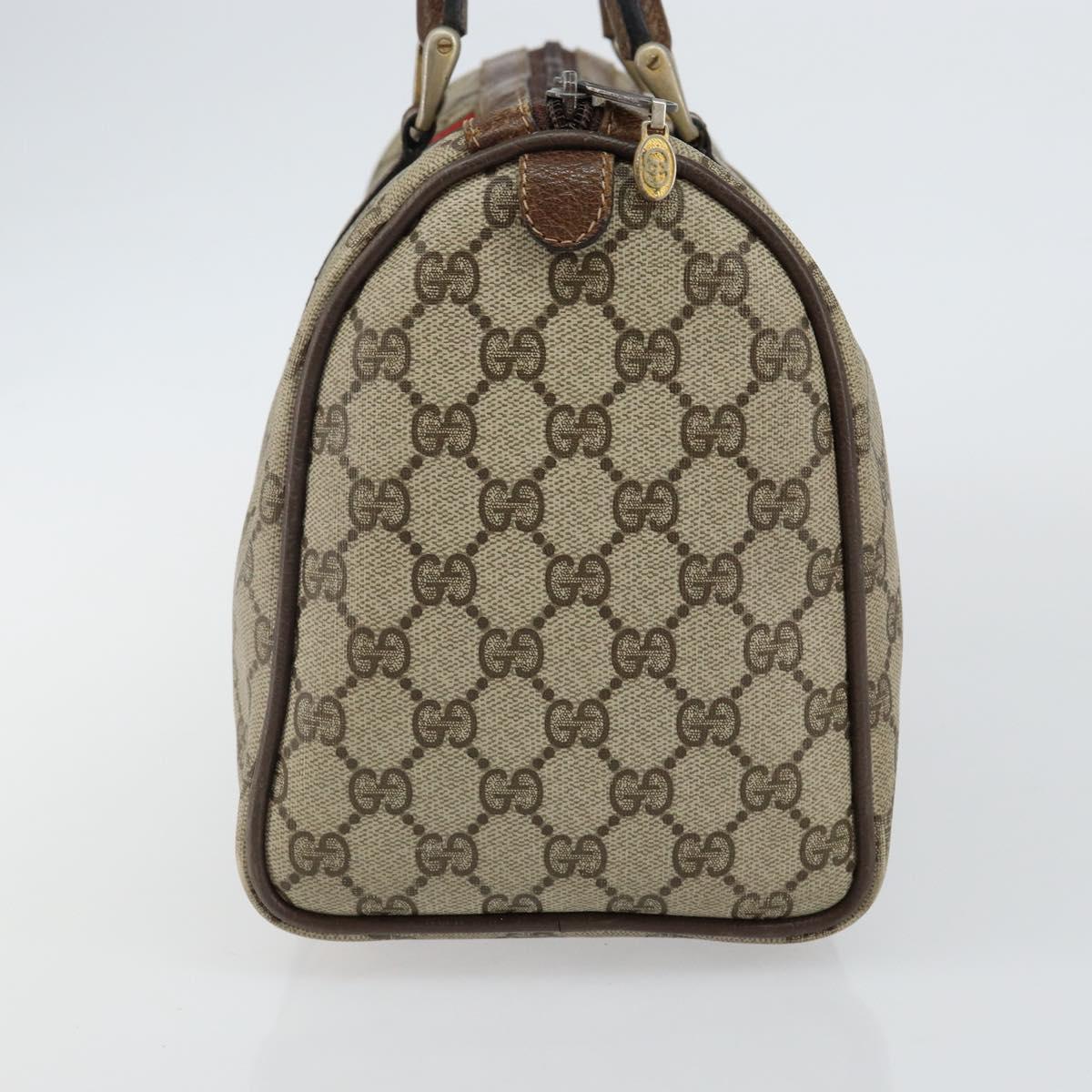 GUCCI GG Supreme Web Sherry Line Boston Bag PVC Beige 012 3842 58 Auth th6329