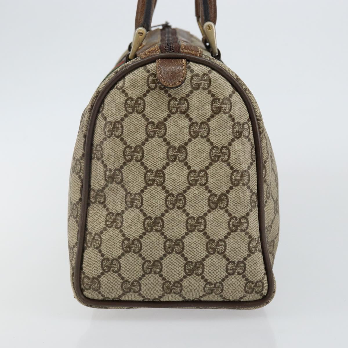 GUCCI GG Supreme Web Sherry Line Boston Bag PVC Beige 012 3842 58 Auth th6329