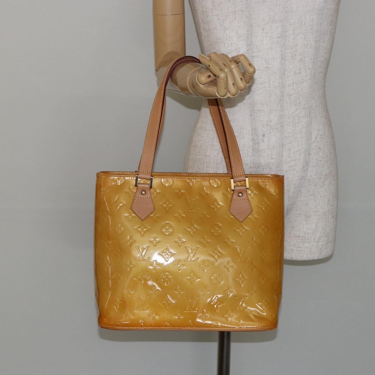 LOUIS VUITTON Monogram Vernis Houston Hand Bag Beige M91004 LV Auth th6347