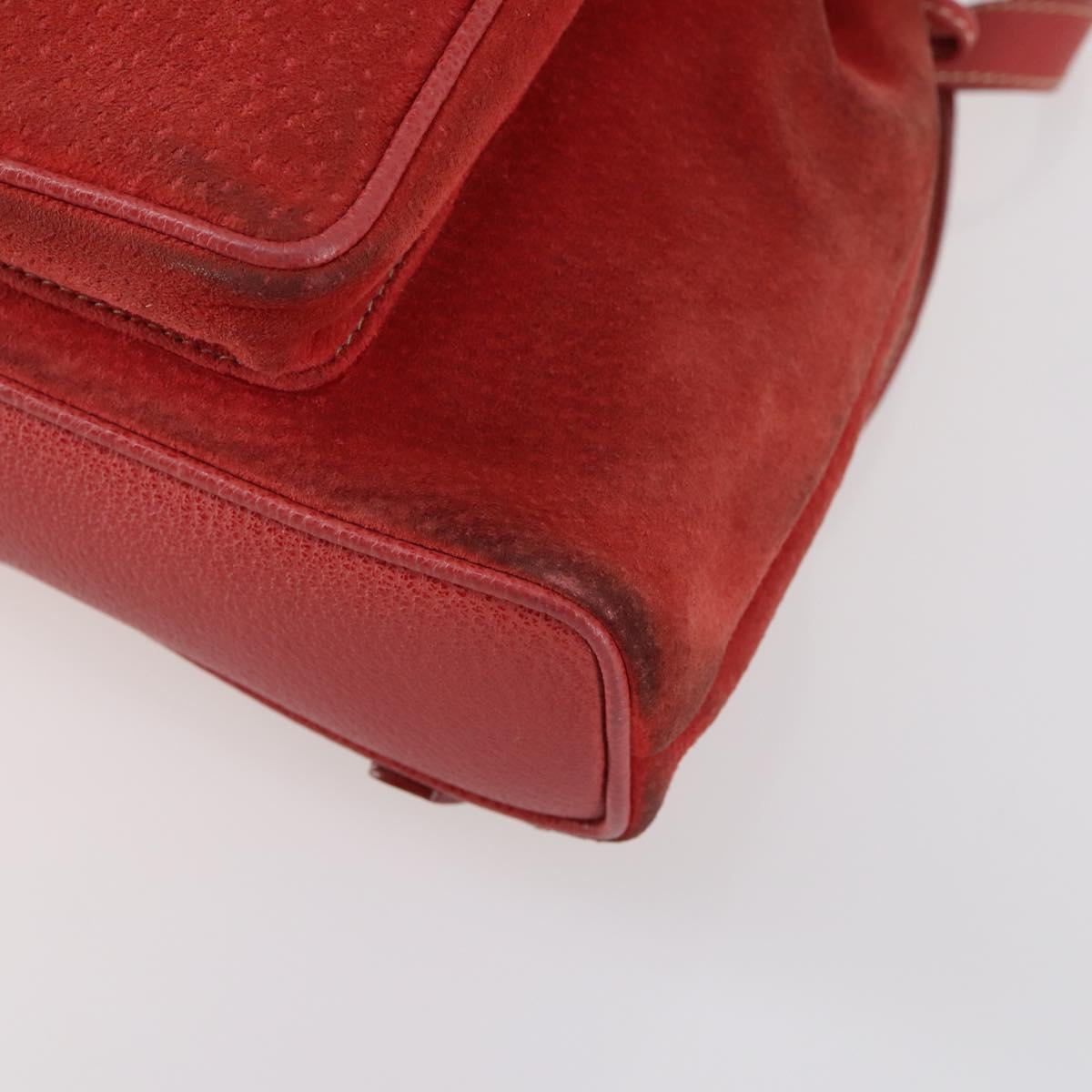 GUCCI Bamboo Backpack Suede Red Gold 003 2058 0030 Auth th6356