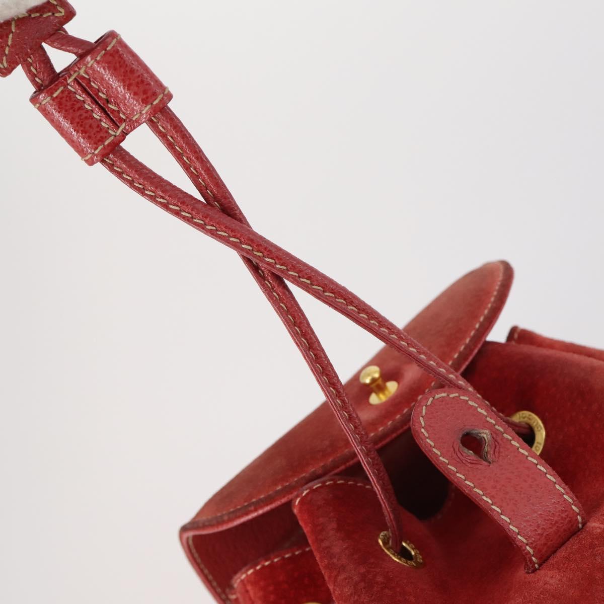 GUCCI Bamboo Backpack Suede Red Gold 003 2058 0030 Auth th6356