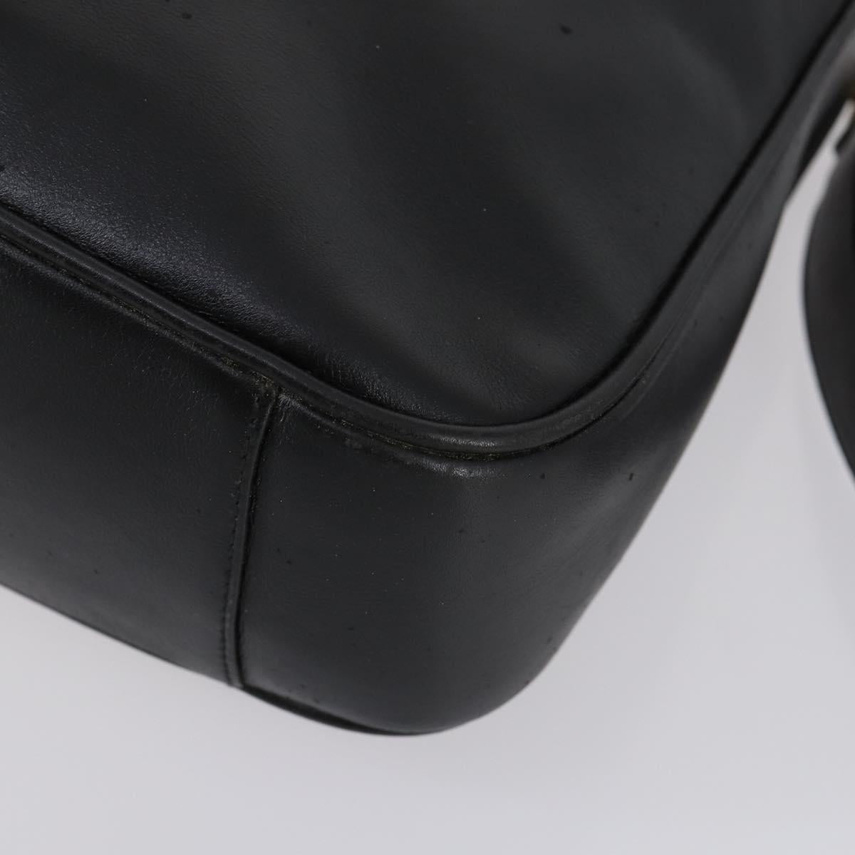 GUCCI Bamboo Hand Bag Leather 2way Black Gold 001 1638 Auth th6357