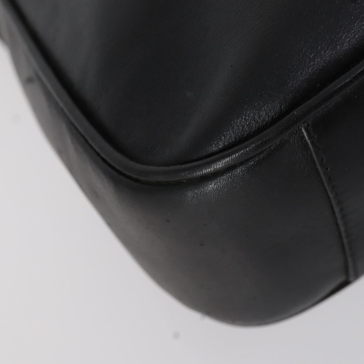 GUCCI Bamboo Hand Bag Leather 2way Black Gold 001 1638 Auth th6357