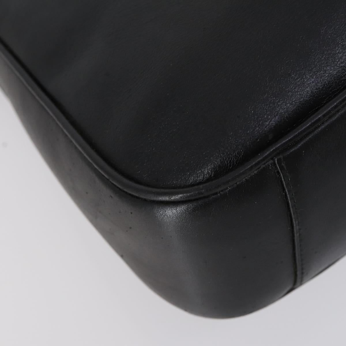 GUCCI Bamboo Hand Bag Leather 2way Black Gold 001 1638 Auth th6357