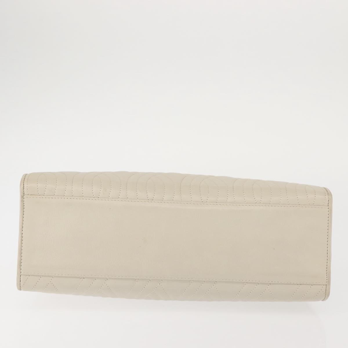 FENDI Hand Bag Leather Beige Gold Auth th6358