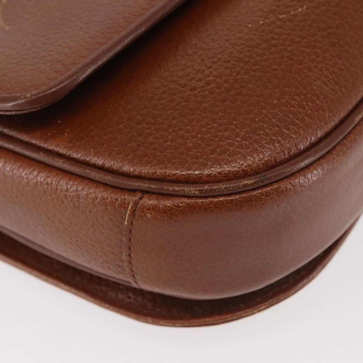 Burberrys Shoulder Bag Leather Brown Gold Auth th6364