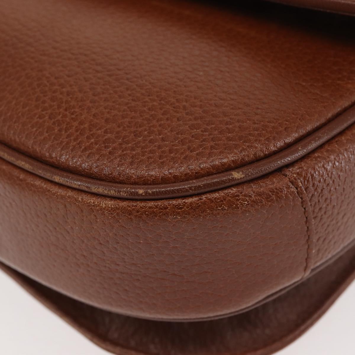 Burberrys Shoulder Bag Leather Brown Gold Auth th6364