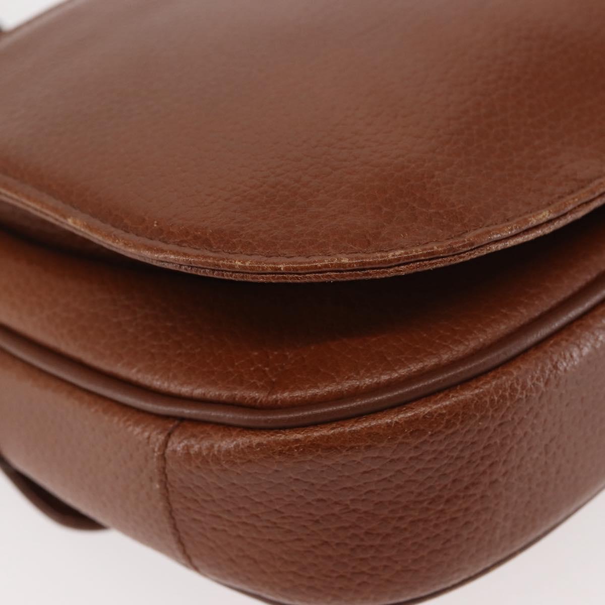 Burberrys Shoulder Bag Leather Brown Gold Auth th6364