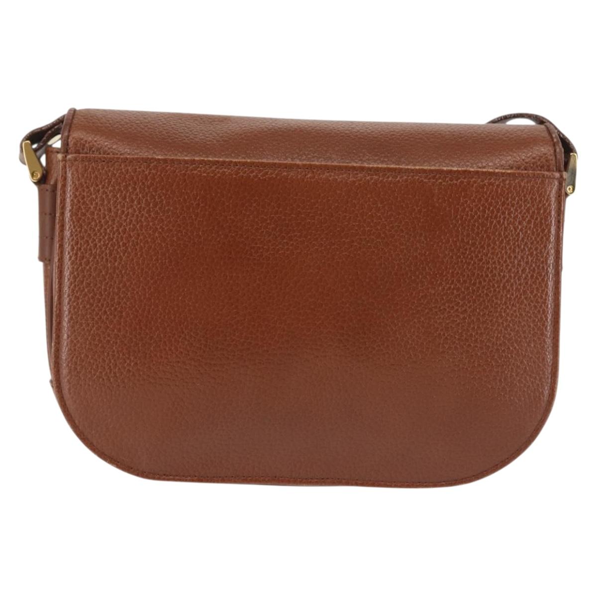 Burberrys Shoulder Bag Leather Brown Gold Auth th6364