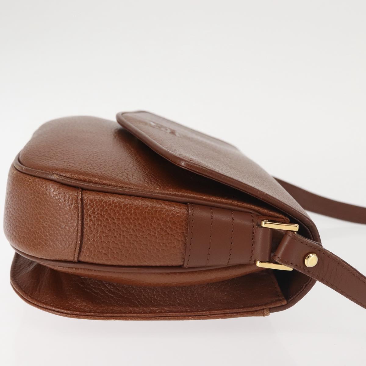 Burberrys Shoulder Bag Leather Brown Gold Auth th6364