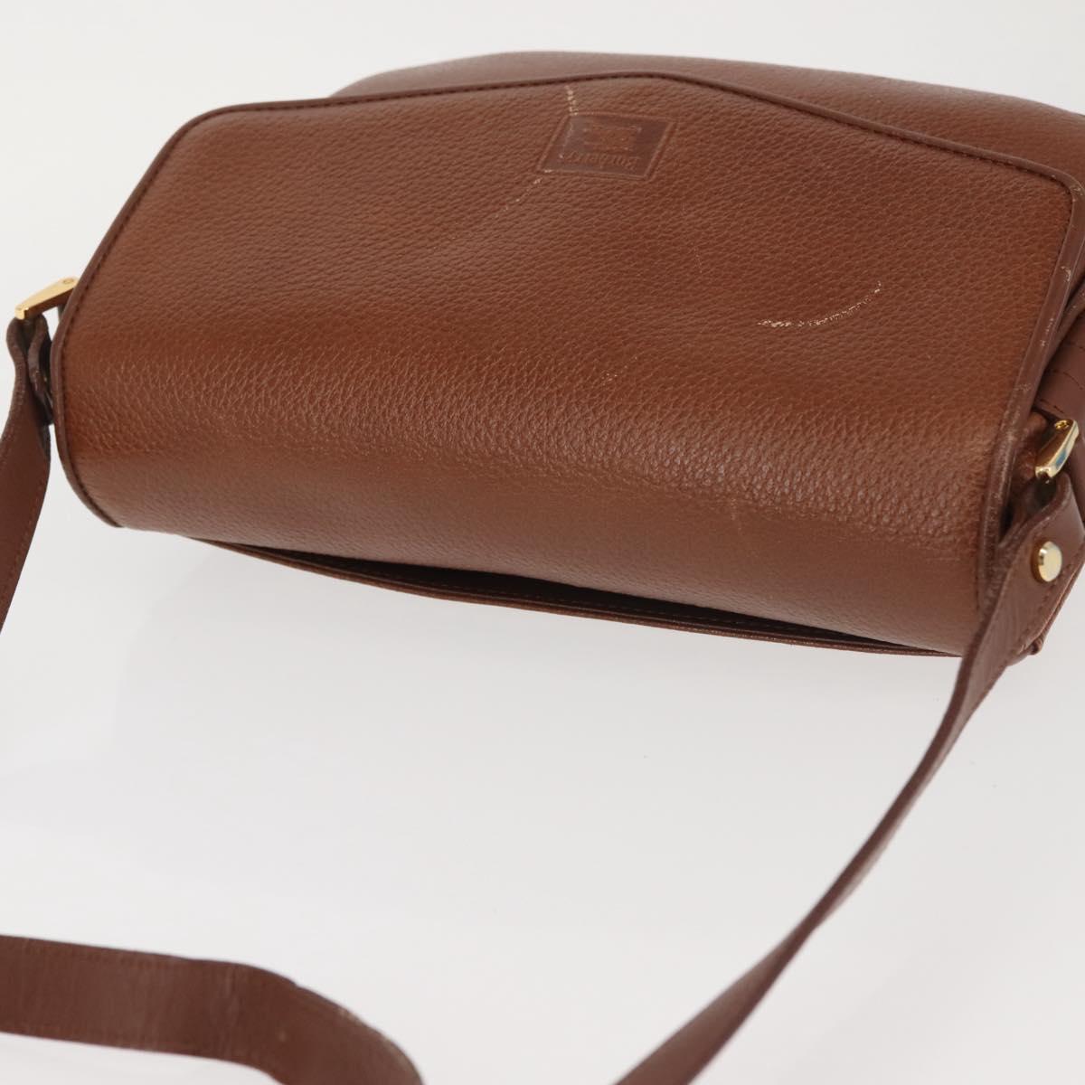 Burberrys Shoulder Bag Leather Brown Gold Auth th6364