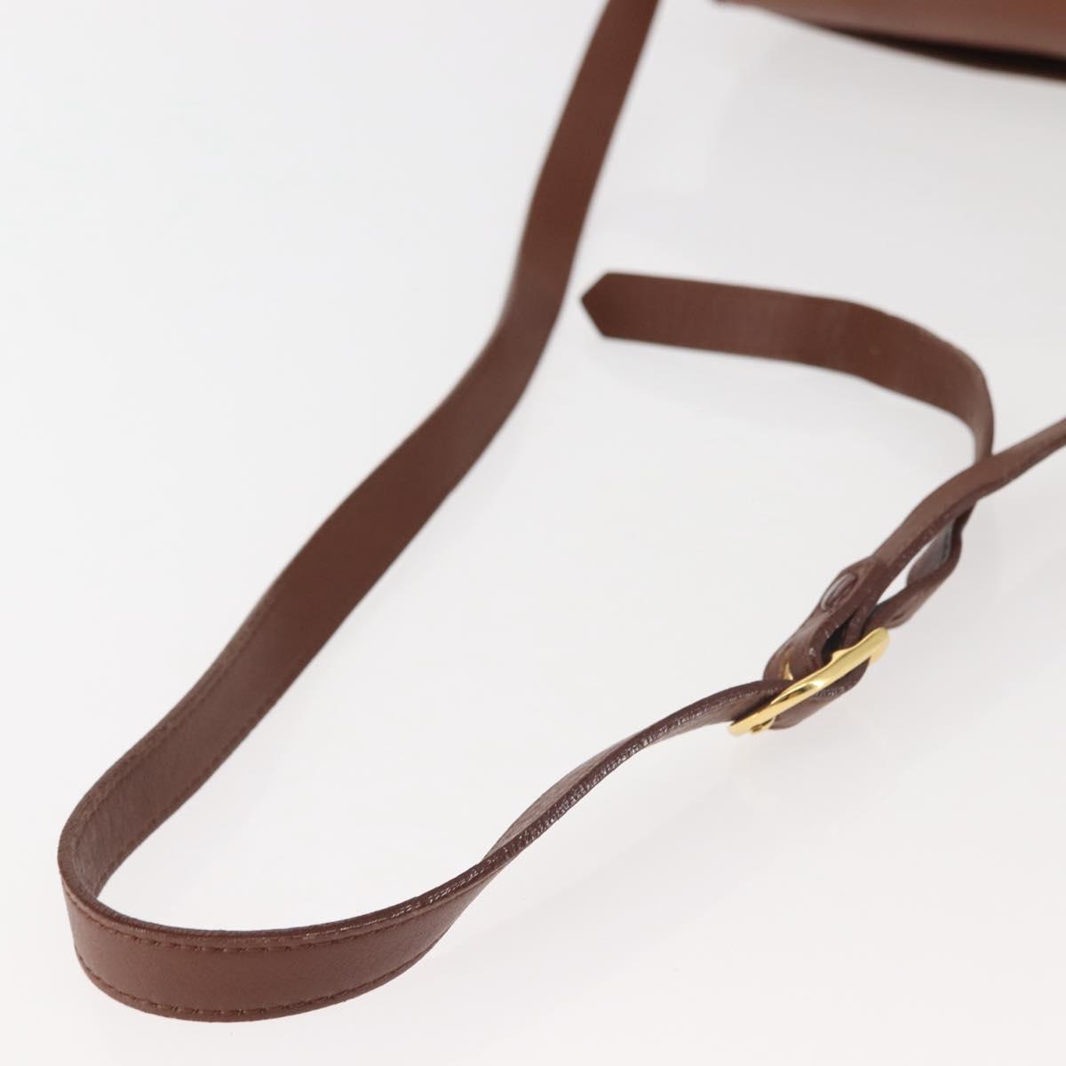 Burberrys Shoulder Bag Leather Brown Gold Auth th6364