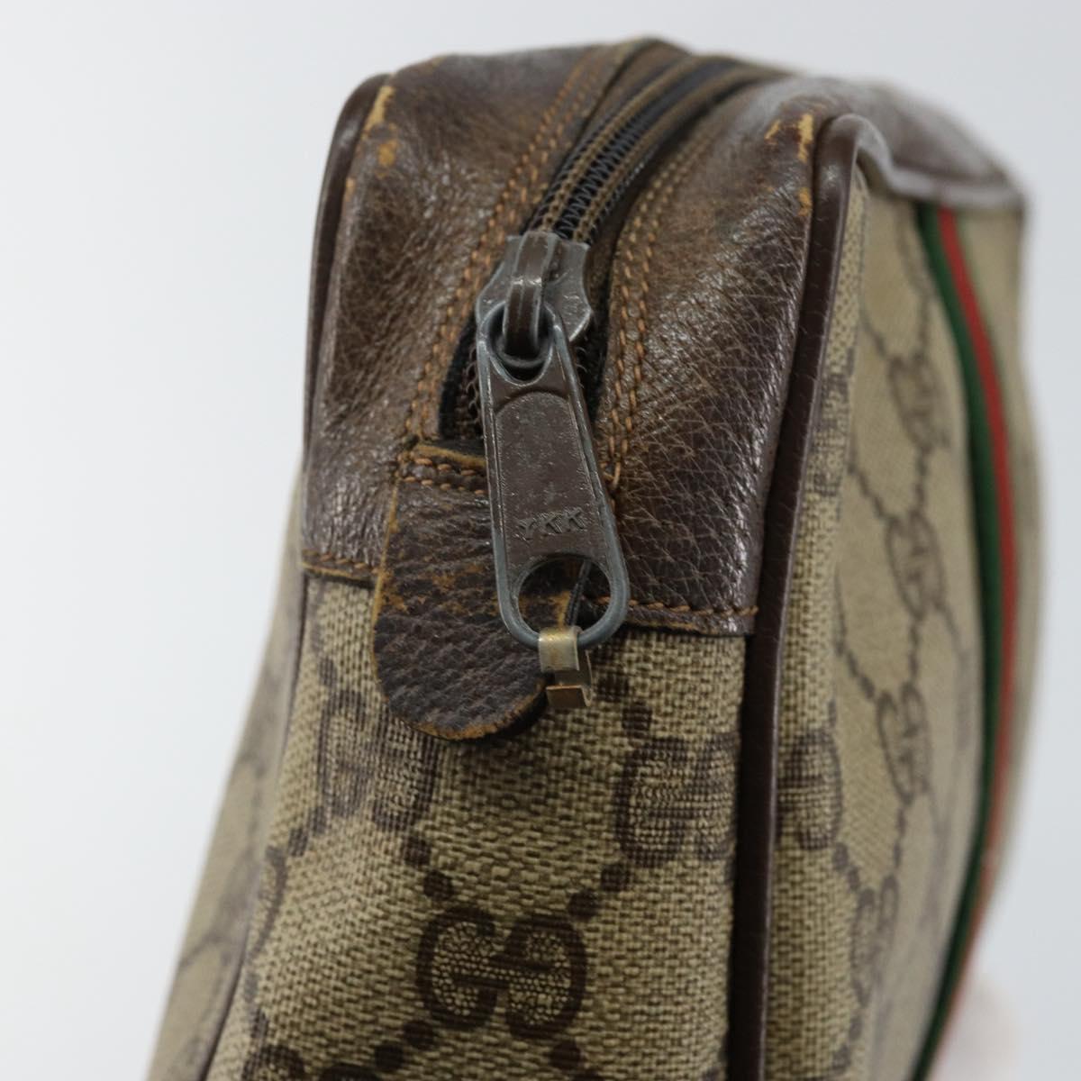 GUCCI GG Supreme Web Sherry Line Clutch Bag PVC Beige Red 75 01 012 Auth th6368