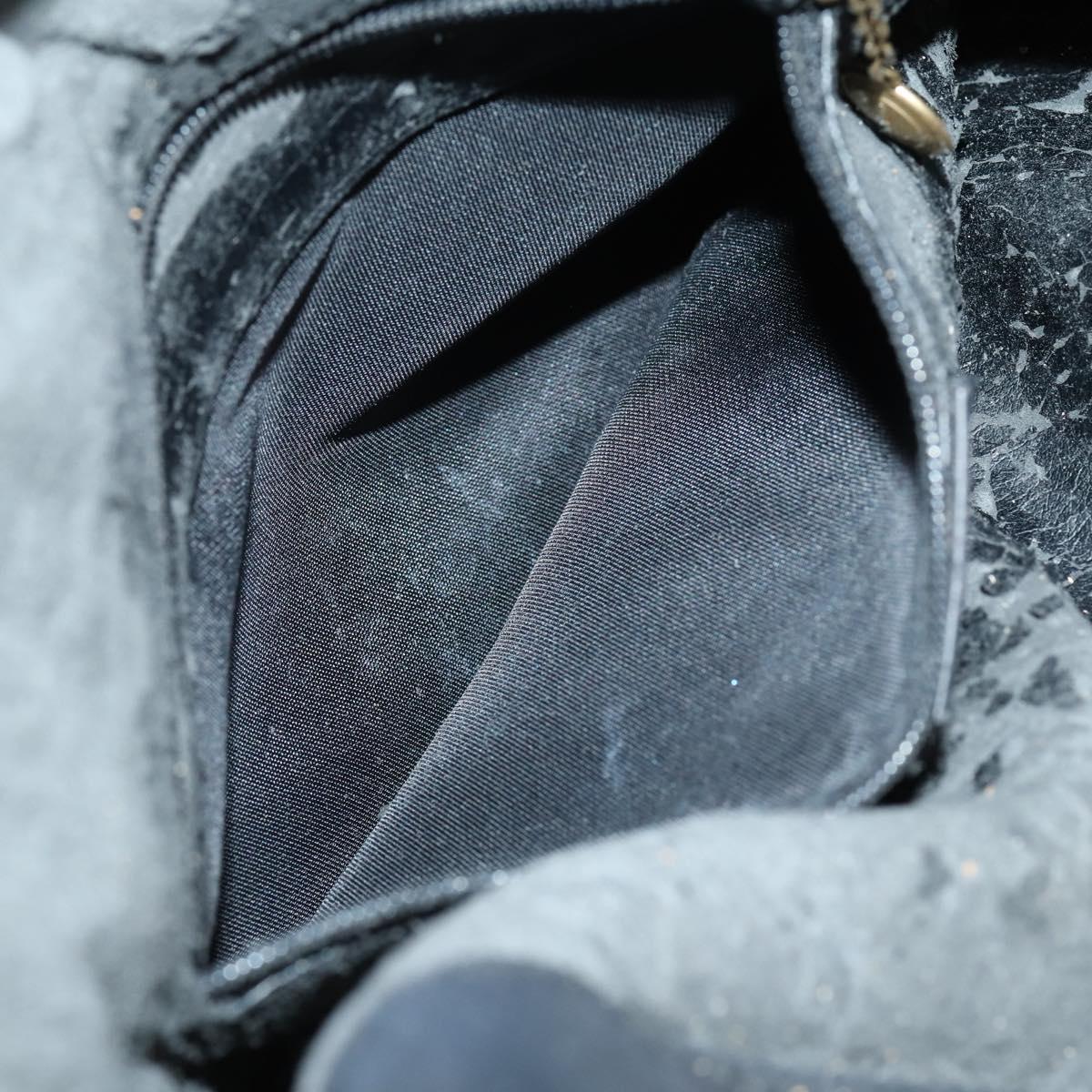 GUCCI Bamboo Hand Bag Suede Leather 2way Black Gold 001 3444 1638 Auth th6369